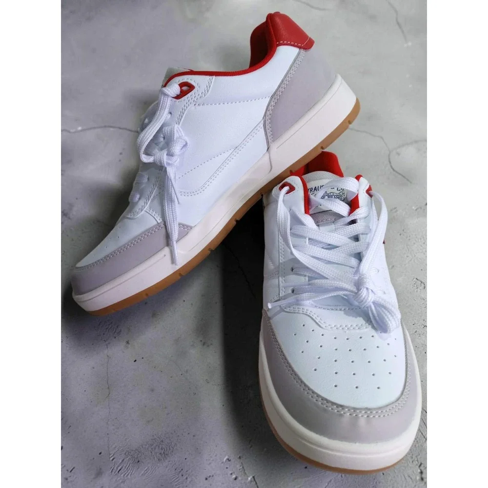 Levis Turner Mens Sneakers White Grey Red Low Top Court Shoes 500-154 Size 9.5M
